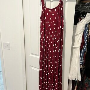 Torrid Burgundy Dress with White Polka Dots